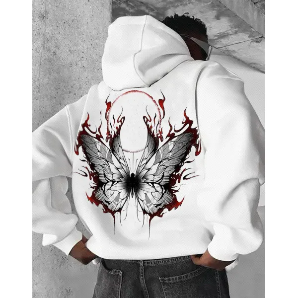 Flame Butterfly Print Oversize Hoodie - Mushope.com 