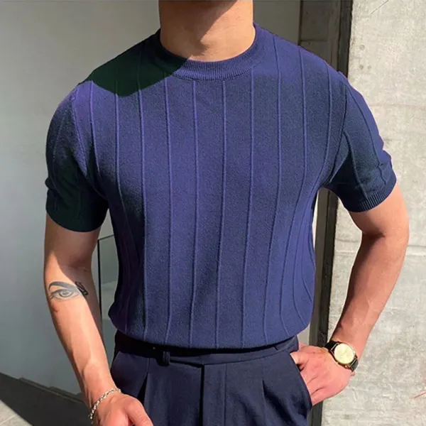 Casual Business Round Neck Knitted T-shirt - Mushope.com 