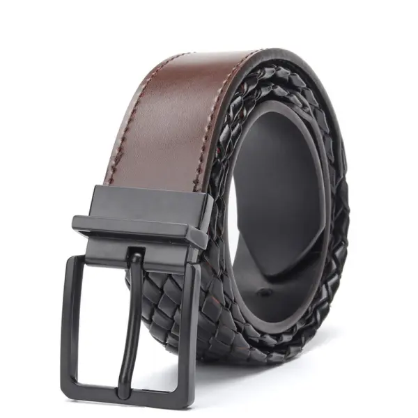 Men's Outdoor Vintage Braided Leather Belt - Mushope.com 