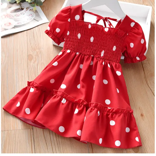 Sweet Polka Dot Puff Sleeve Dress - Popopieshop.com 