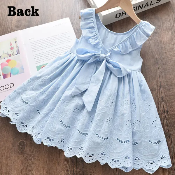 【18M-7Y】Girls Blue Lace Embroidered Backless Dress - 33202 - Popopieshop.com 