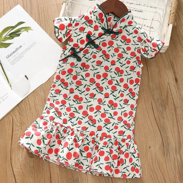 【18M-7Y】Girls Floral Short Sleeve Dress - Popopieshop.com 