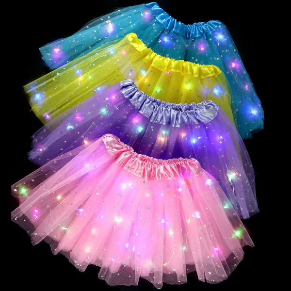 【18M-7Y】Girl LED Glowing Mesh Skirt - Thefolls.com 