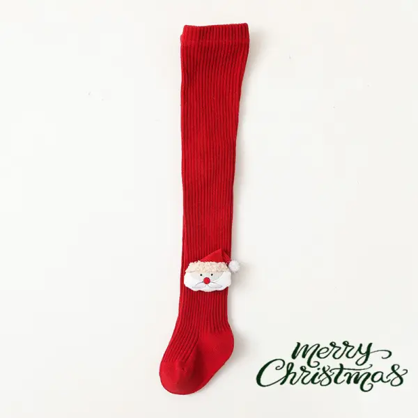 【0M-6Y】Girls Red Christmas Leggings - Thefolls.com 