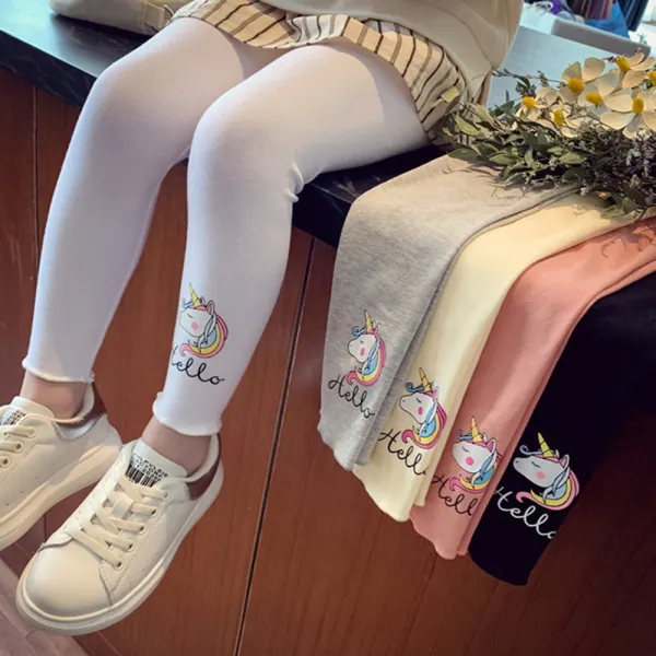 【18M-7Y】Girls Multicolor Unicorn Print Leggings - Thefolls.com 