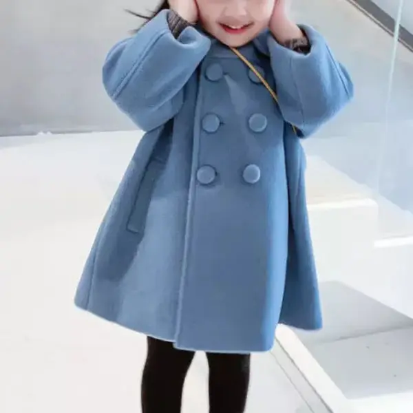 【18M-9Y】Girls Fashion Lapel Breasted Coat - 3171 - Thefolls.com 