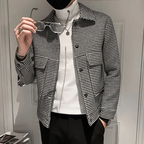 Solid Color Lapel Pit Striped Jacket - Localziv.com 