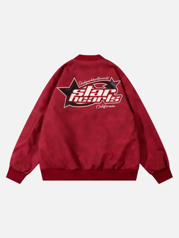 The Supermade American Street Tide Patch Leather Embroidered Monogram Baseball Jacket - Businesuniontrade.com 