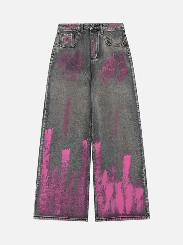 The Supermade Graffiti Airbrushed Washed And Distressed Jeans - Businesuniontrade.com 