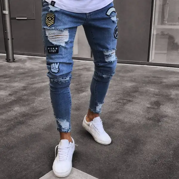 Fashion ripped hole jeans HH034 - Spiretime.com 