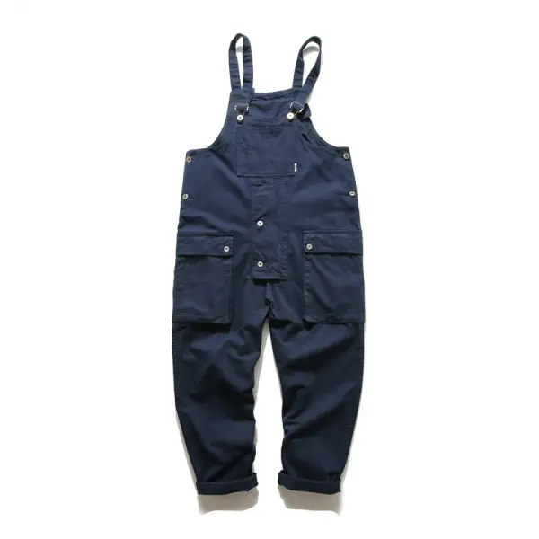 Ins Tide Brand Retro Hong Kong-style Overalls Overalls Men's And Women's Loose Wide-leg Daddy Pants Casual Suspender Jumpsuit - Keymimi.com 
