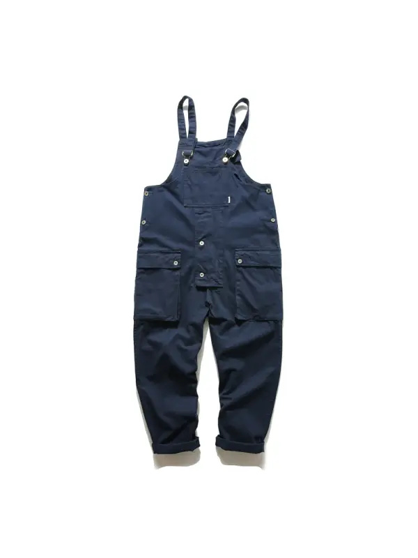 Ins Tide Brand Retro Hong Kong-style Overalls Overalls Men's And Women's Loose Wide-leg Daddy Pants Casual Suspender Jumpsuit - Realyiyi.com 