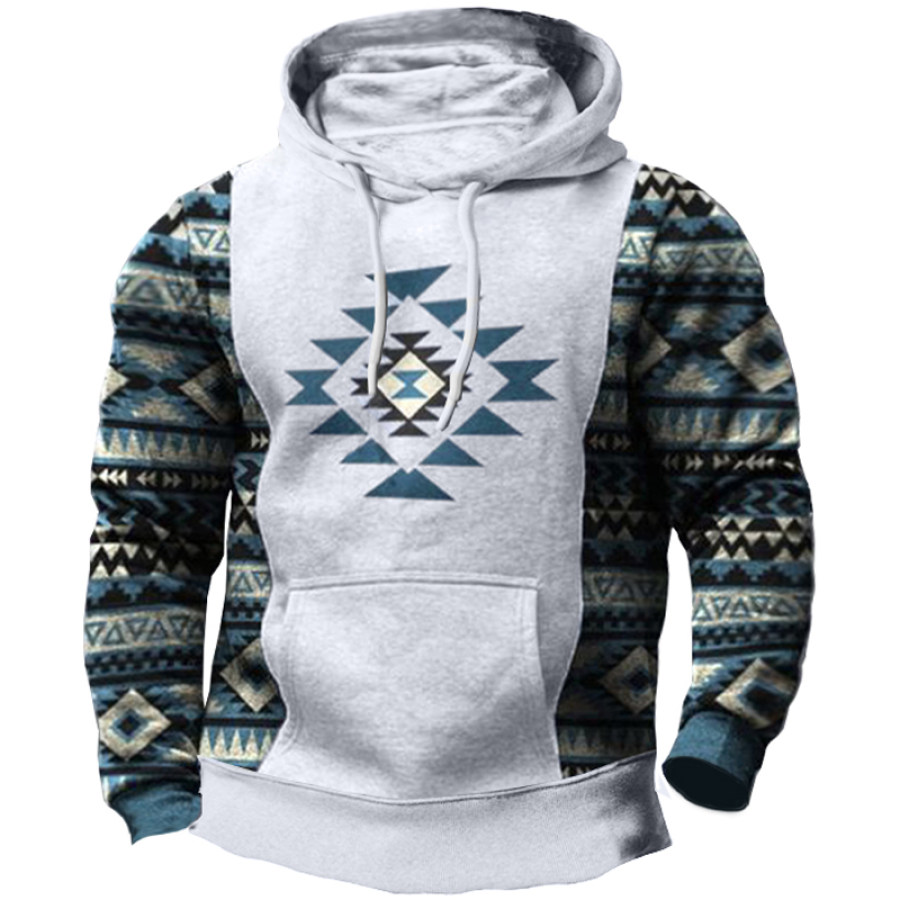 

Men's Tactical Pocket Geometric Ethnic Graphic Print Hoodie