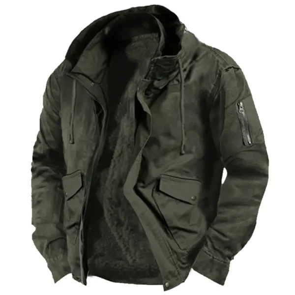 Men's Retro Outdoor Training Fleece Lined Thermal Tactical Hooded Jacket Only $39.89 - Wayrates.com 