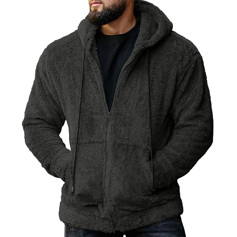 

Men's Outdoor Casual Coral Fleece Hooded Pocket Sweatshirt