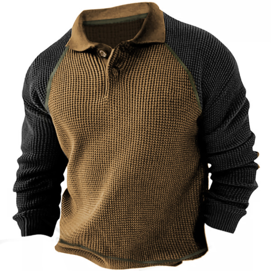 

Men's Outdoor Color Block Waffle Tactical Polo Shirt