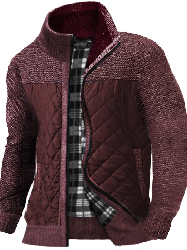 Men's Outdoor Warm Fleece Stand Collar Sweater Cardigan - Pragmaace.com 