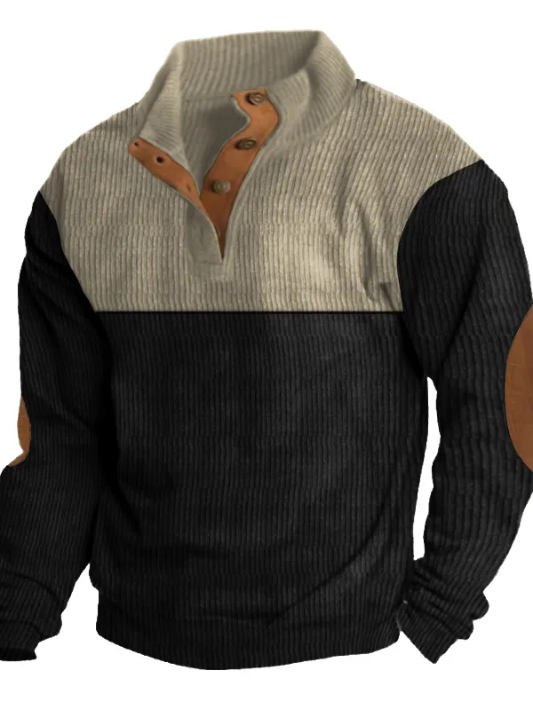 Men's Training Colorblock Lapel Sweatshirt - Wantbright.com 