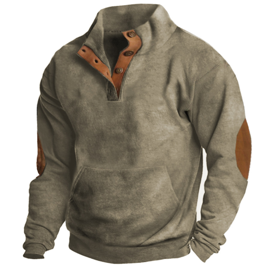 

Men's Vintage Casual Pocket Stand Collar Sweatshirt