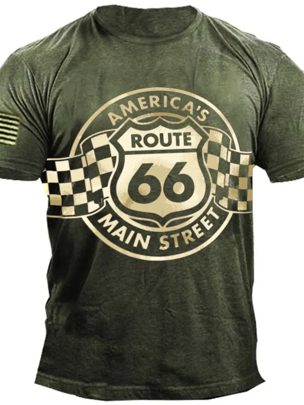 Men's Vintage Route 66 Short Sleeve T-Shirt - Menbarn.com 
