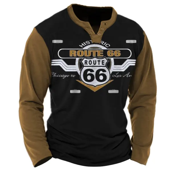 Men's Vintage Route 66 Colorblock T-Shirt - Rabclub.com 