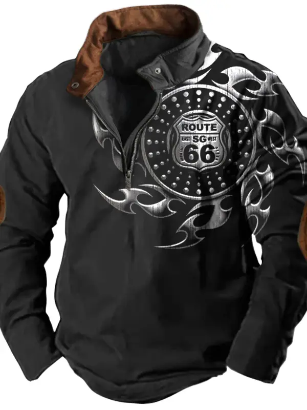Men's Route 66 Quarter Zip T-Shirt - Pragmaace.com 