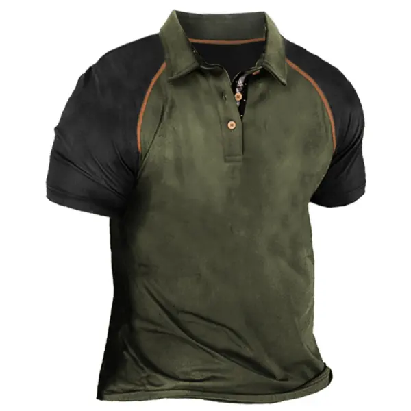 Men's Vintage Raglan Color Block Polo Neck T-Shirt Only $15.89 - Wayrates.com 