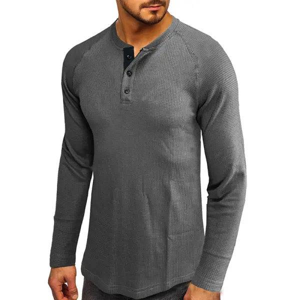 Men's Button Half Open Collar Henley Shirt - Honeylop.chimpone.com 