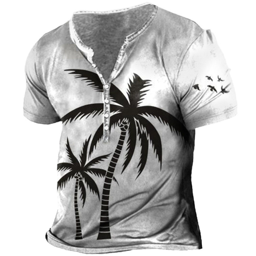 

Men's Vintage Coconut Tree Print Summer T-Shirt