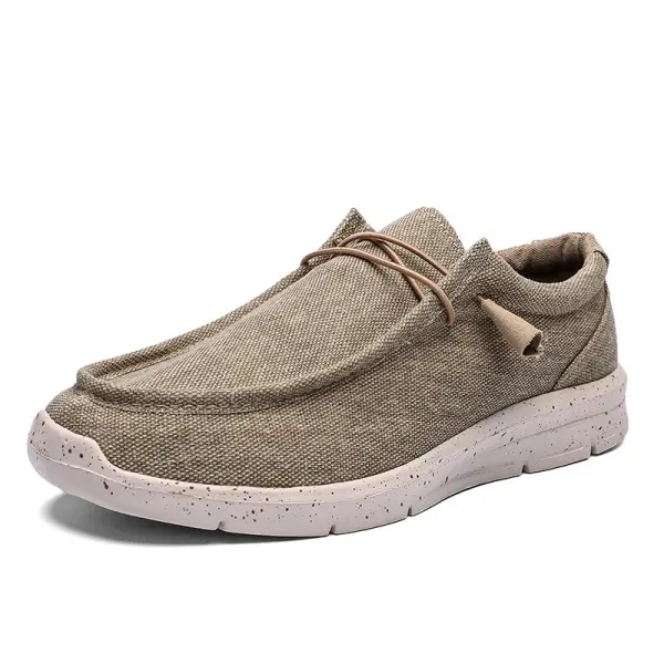Men's Linen Breathable Lightweight Lace Up Comfortable Loafers Shoes - Elementnice.com 