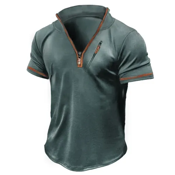 Men's Outdoor Zipper Stand Collar Pocket T-Shirt Only $25.89 - Wayrates.com 