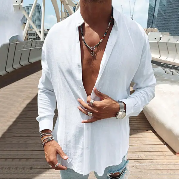 Men's Linen Holiday Shirt - Spiretime.com 
