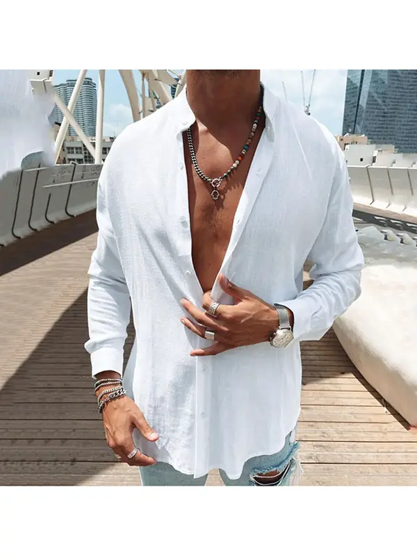 Men's Linen Holiday Shirt - Ootdmw.com 