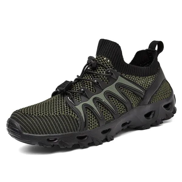 Men's Lightweight Breathable Hiking Knitted Two-way Drainage Sole Wading Shoes - Elementnice.com 