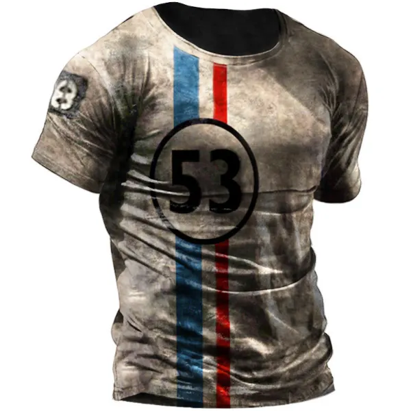 Mens Vintage Racing Stripes Retro T-Shirt - Ootdyouth.com 