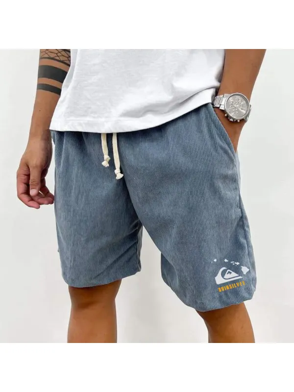 Men's Retro Casual Printed Corduroy Shorts - Ootdmw.com 