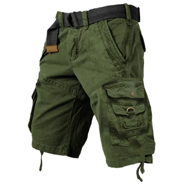Men's Vintage Multi-pocket Drawstring Cotton Cargo Shorts - Cotosen.com 