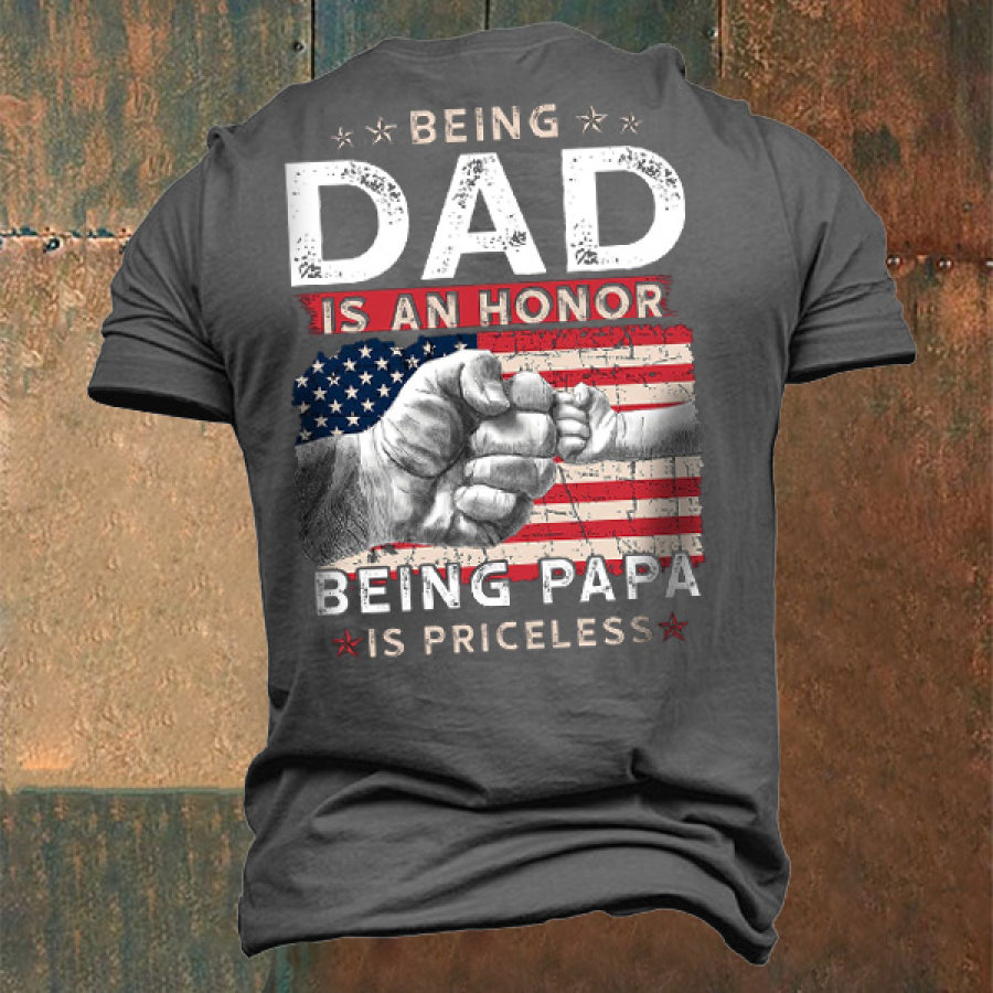 

Men's American Flag An Honor Being Papa Cotton T-Shirt