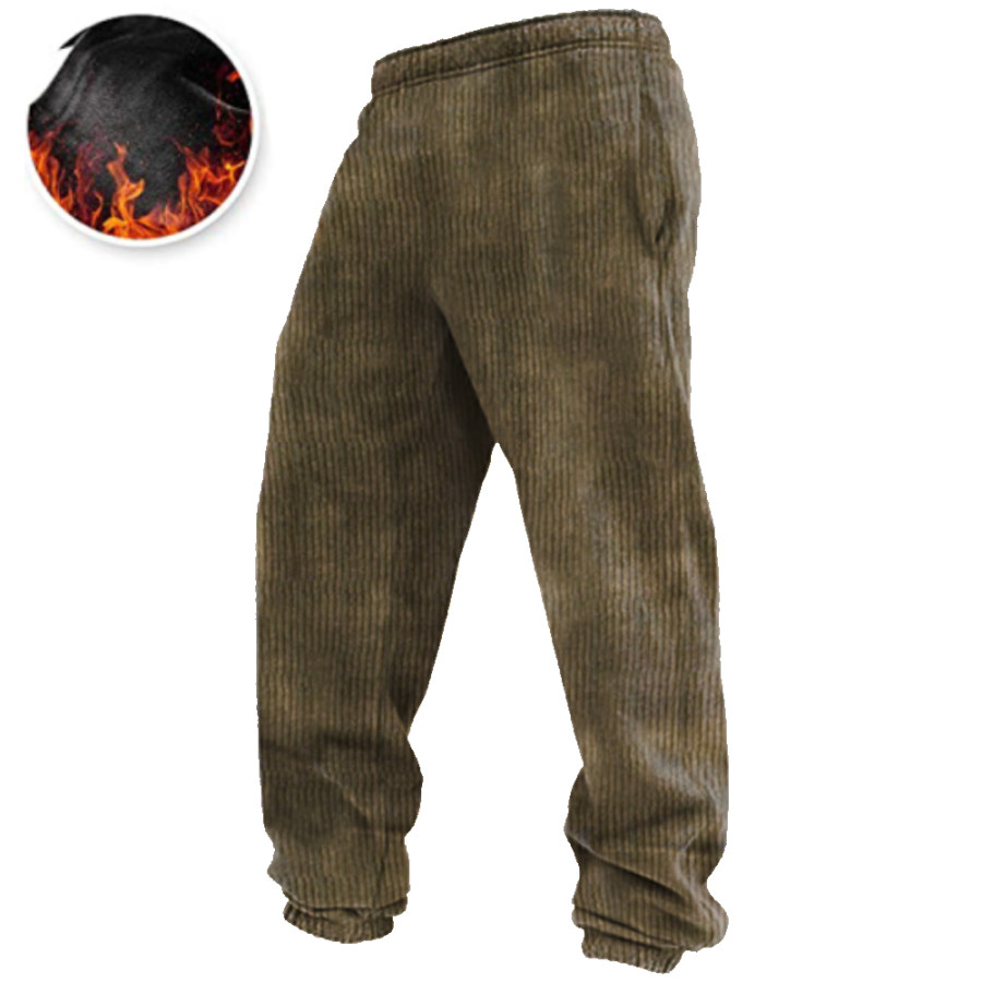 

Men's Corduroy Soft Fleece Loose-fit Sweatpants With Pockets