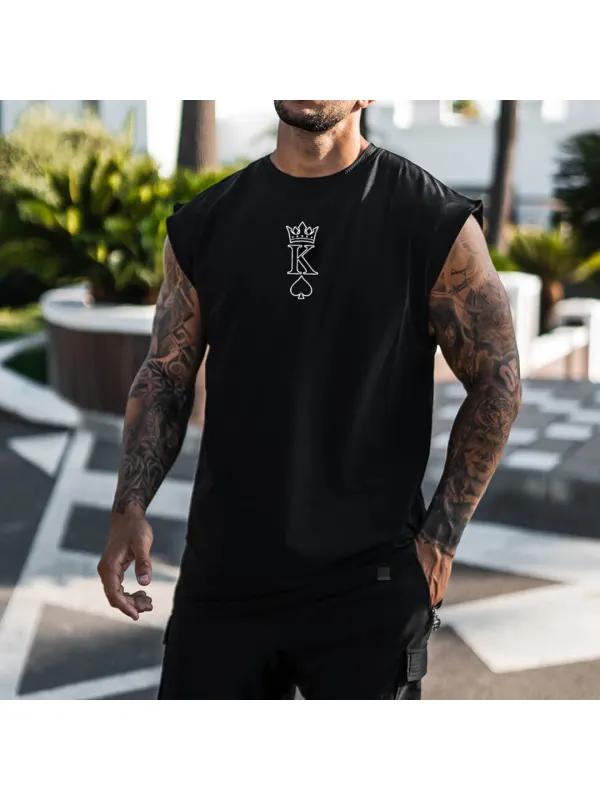 Men's Casual Fashion King Print Vest - Shopyiyistories.com 