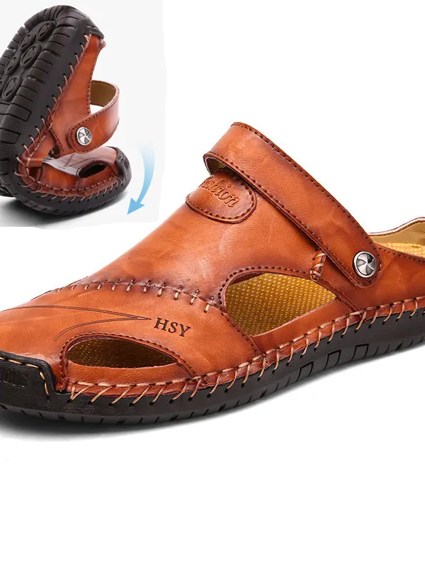 Men's Genuine Leather Two Wear Beach Sandals - Menwyx.com 