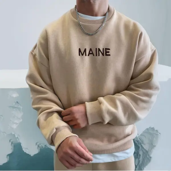 Retro Men's Casual Simple Maine Sweatshirt - Yiyistories.com 