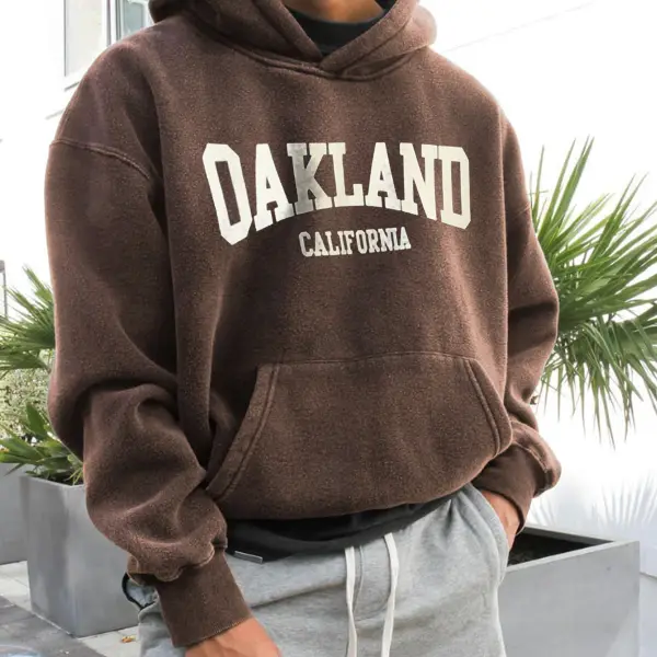 Retro Men's OAKLAND Casual Print Hoodie - Yiyistories.com 