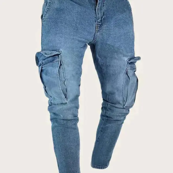 Men's Fashion Knee Hole Zipper Jeans - Keymimi.com 