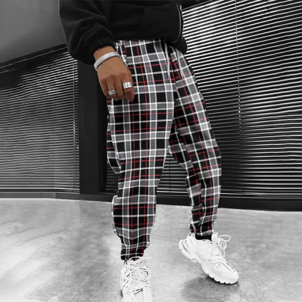 Check Stripe Texture Air Layer Track Pants - Trisunshine.com 