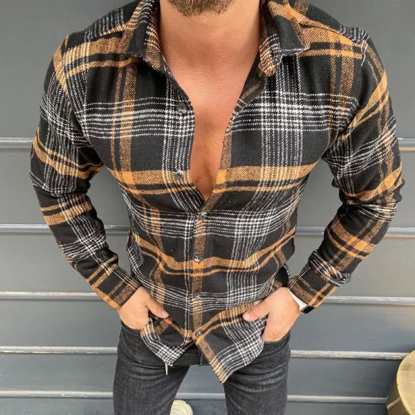 Mens Casual Business Plaid Shirt - Trisunshine.com 