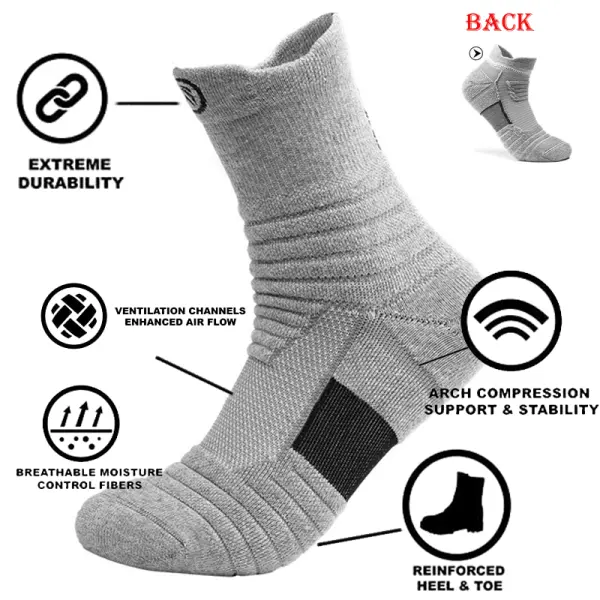 Men's Towel Bottom Sweat Absorbing Breathable Outdoor Sports Socks - Elementnice.com 