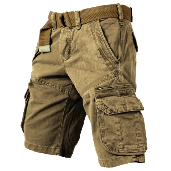 Men's Outdoor Vintage Washed Cotton Washed Multi-pocket Tactical Shorts - Dozenlive.com 