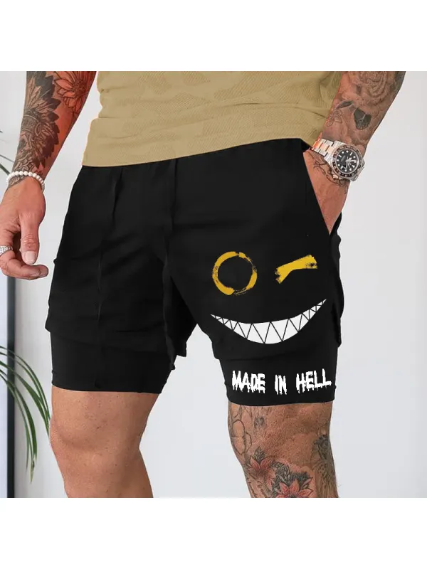 Men's Lace-up Printed Functional Shorts - Ootdmw.com 