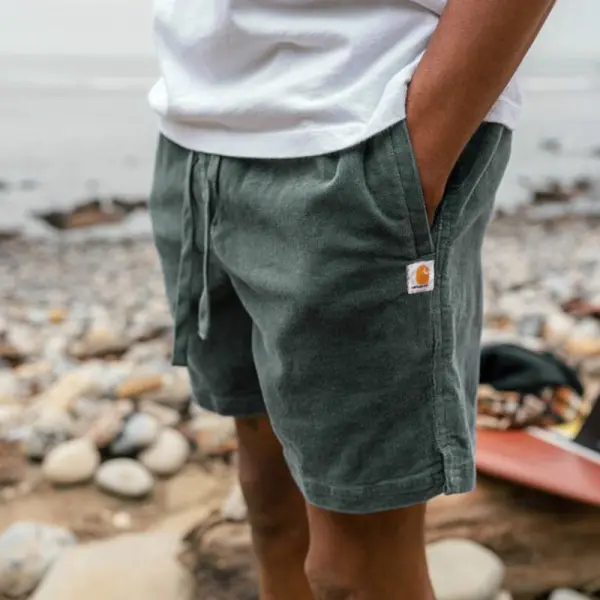 Men's Shorts Retro Corduroy 5 Inch Shorts Surf Beach Shorts Daily Casual Green - Anurvogel.com 